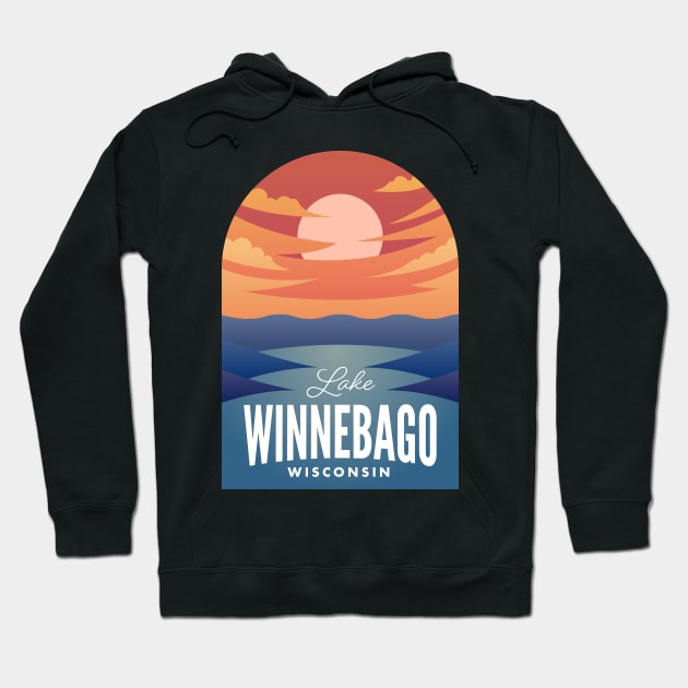 Lake Winnebago WI Retro Sunset Hoodie by HalpinDesign